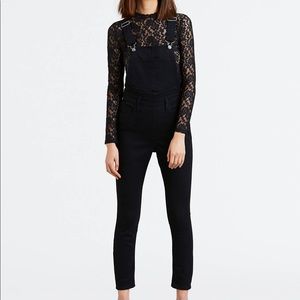 Levi Black Skinny Overalls
